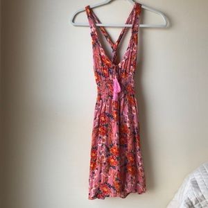Free People orange and pink sun dress